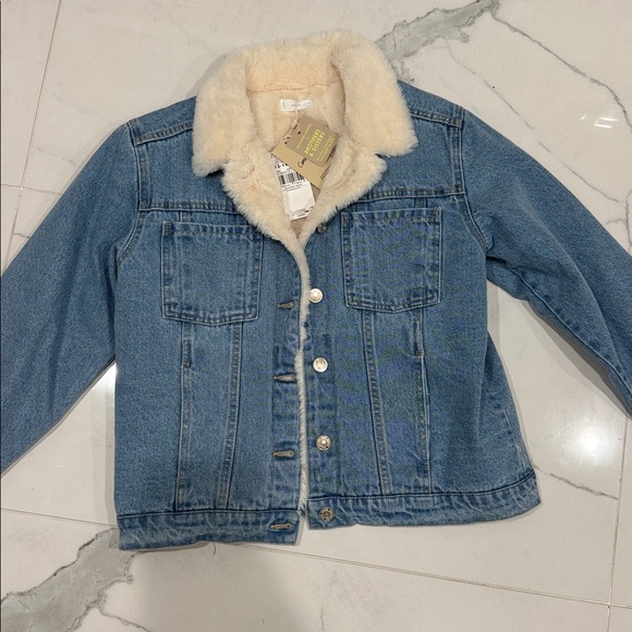Mango fur lined denim jacket
